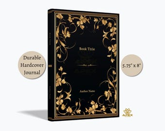 Personalized Gilded Black Book, Leather Aesthetic Wedding Guest Book, Custom Visitor Logbook, Unique Wedding Escort Cards