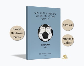 Cadeau voetbal senioren – Gepersonaliseerde voetbalnotitieboekje, aandenken voetbal seniorenavondteam of speler afstuderen