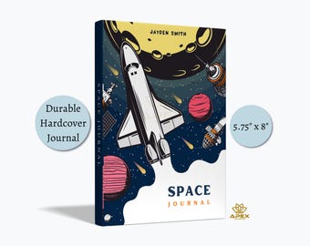 Custom Space Journal, NASA Gift, Moon Landing Notebook, Astronomy Explorer Gift