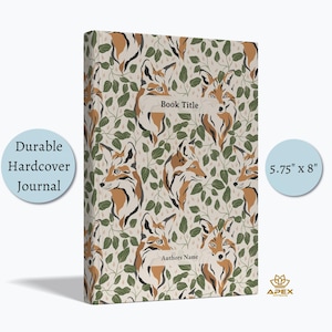 Whimsical Fox and Foliage Journal, Personalized Cottagecore Inspired Notebook Gift, Earthy Tones Book with Hand-Drawn Woodland Accents