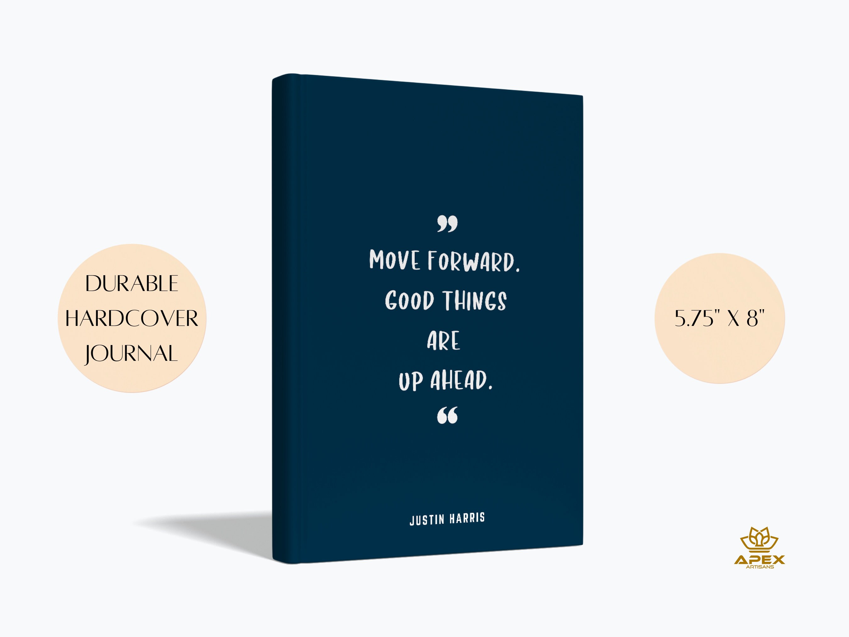 Move Forward Motivation Notebook, Personalized Positive Quotes Hard Cover Journal, Custom Friendship Gift, Business Inspiration Book, Lined