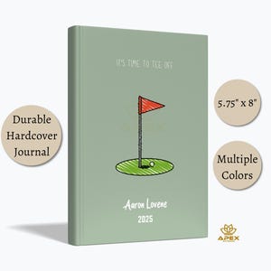 Personalized Golf Journal – Custom Golfer Gift, Golf Scorebook for Men, Golf Log Book for Players, Golf Lover Notebook Sage