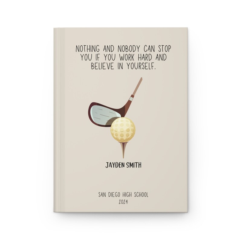 Senior Golf Gift – Personalized Golf Journal, Senior Night Team or Player Graduation Keepsake Pearl Bush