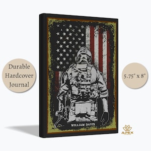 US Army Journal – Personalized Military Notebook, Custom Deployment Gift, Army Navy Marine Corps Air Force Gifts for Soldiers