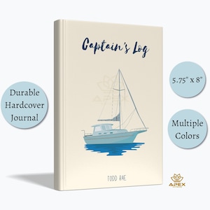 Personalized Sailing Journal, Sailing Gifts, Sailing Boat Log Book, Ocean Lover Captain Gift, Hardcover Sailboat Journal, Nautical Journal