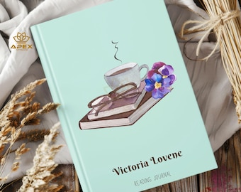 Diário de leitura para amantes de livros, rastreador de livros personalizado e registro de resenhas, presente personalizado para leitores