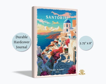 Santorini Greece Travel Journal, Greek Islands Gift, Greece Honeymoon Wedding Gift, Santorini Anniversary Notebook, Greek Memory Book