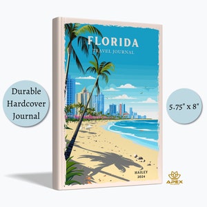 Reisverslag Florida, Sunshine State Travel Gift, Miami & Florida Keys Sketchbook, Gepersonaliseerd Coastal Memory Book