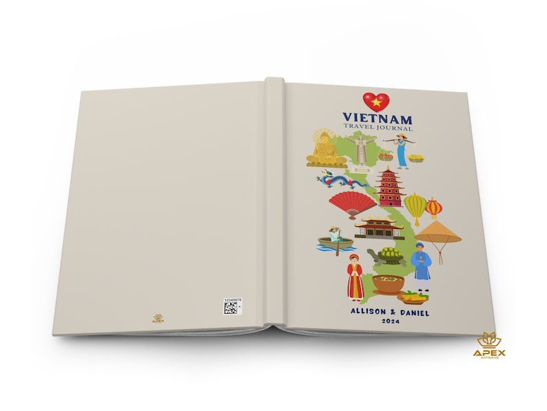 Carnet de voyage Vietnam, cadeau vietnamien, carnet de vacances personnalisé à Ho Chi Minh, cadeau lune de miel à Nha Trang, carnet de croquis de carte du Vietnam, livre de souvenirs image 3
