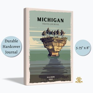 Journal de voyage dans le Michigan, cadeau de voyage dans le Michigan, carnet d'état des Grands Lacs, carnet de croquis de navets, souvenir de l'île Mackinac