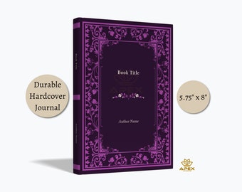 Dark Purple Personalized Book Gifts, Custom Aesthetic Wedding Notebook, Rustic Guest Book, Lined Hardcover Poetry Journal, Vintage Recipe