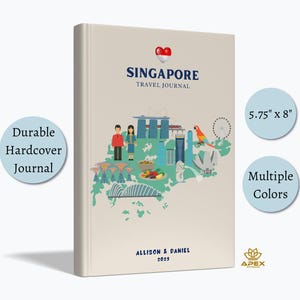 Singapur Reisetagebuch, Singapur Reisegeschenk, Singapur Urlaub Notizbuch, Singapur Karte Skizzenbuch, Erinnerungsbuch