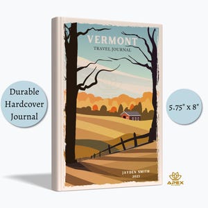 Vermont Travel Journal, Green Mountains Notebook, Burlington Stowe Honeymoon Gift, Covered Bridges Sketchbook, New England Souvenir