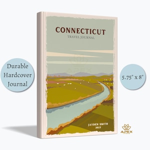 Connecticut Travel Journal, Connecticut Road Trip Gift, Custom Bridgeport Notebook, New England Honeymoon, Fall Foliage Sketchbook