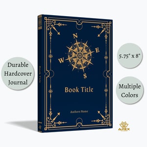 Custom Compass Journal, Personalized Nautical Camping Sailing Gift, Retro Cruise Journal, Vintage Adventure Book, Antique Travelers Notebook
