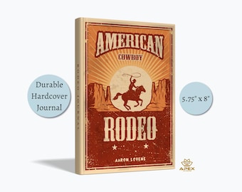 Diario de rodeo vaquero americano: cuaderno retro con líneas del oeste, regalo rústico campestre, diario vintage de rodeo texano