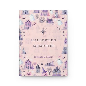 Personalized Halloween Notebook – Haunted House Journal in Pastel Purple and Pink, Custom Ghost & Pumpkin Memory Book Gift image 6