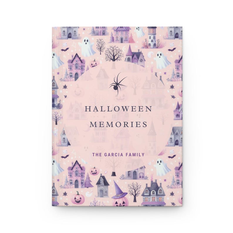 Personalized Halloween Notebook – Haunted House Journal in Pastel Purple and Pink, Custom Ghost & Pumpkin Memory Book Gift image 6