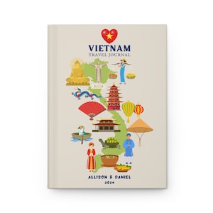 Carnet de voyage Vietnam, cadeau vietnamien, carnet de vacances personnalisé à Ho Chi Minh, cadeau lune de miel à Nha Trang, carnet de croquis de carte du Vietnam, livre de souvenirs image 5