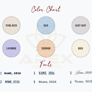 Color Chart and Font Options