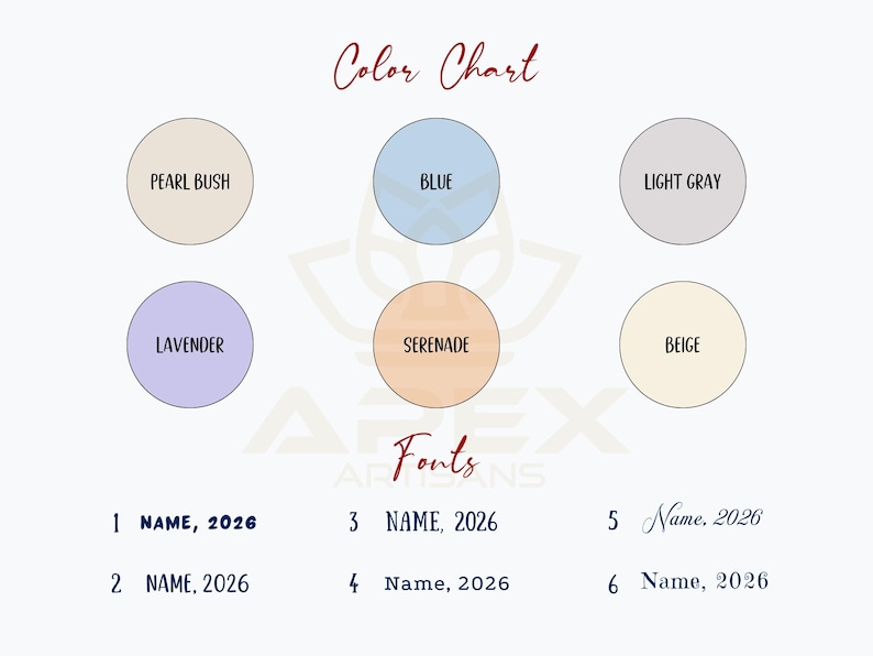 Color Chart and Font Options