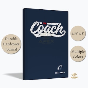 Custom Coaches Gift, Personalized Coach Notebook, Football Coach Gift, High School Coach Appreciation, Hockey Tennis Basketball Coach Gift