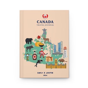 Canada Travel Journal, Canada Travel Gifts, Custom Canadian Vacation Notebook, Vancouver Honeymoon Gift, Canada Map Sketchbook, Memory Book image 9