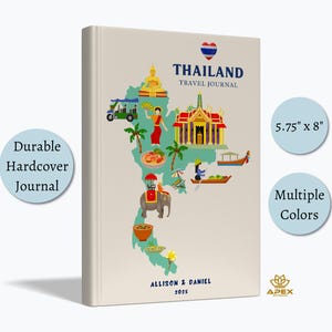 Thailand Travel Journal, Custom Thailand Gifts, Thailand Vacation Notebook, Chiang Mai Bangkok Gift, Thailand Sketchbook, Memory Book