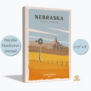 Nebraska Travel Journal, Nebraska Travel Gift, Custom Cornhusker State Notebook, Omaha Lincoln Gift, Sandhills Sketchbook, Memory Book