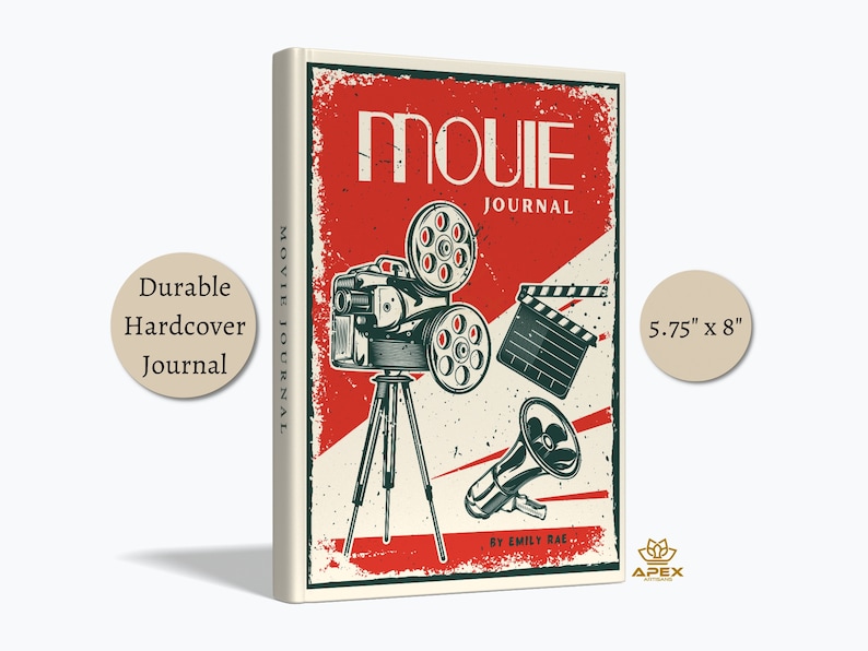 Retro Movie Journal, Movie Lover Christmas Gifts, Vintage Movie Diary, Custom Movie Notebook, Film Buff Gift, Filmmaker or Screenwriter Gift image 1