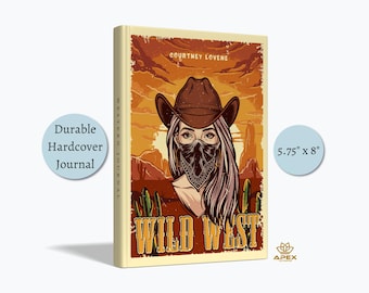 Wild West Cowgirl Journal – Retro Western Notebook, Country Girl Gift, Personalized Cowgirl Diary, Western Aesthetic Notebook