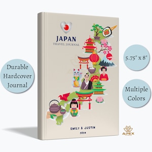 Japan reisdagboek, Japan reiscadeau, aangepast Japans vakantienotitieboekje, Japan huwelijksreiscadeau, Japan kaart plakboek, reisgeheugenboek