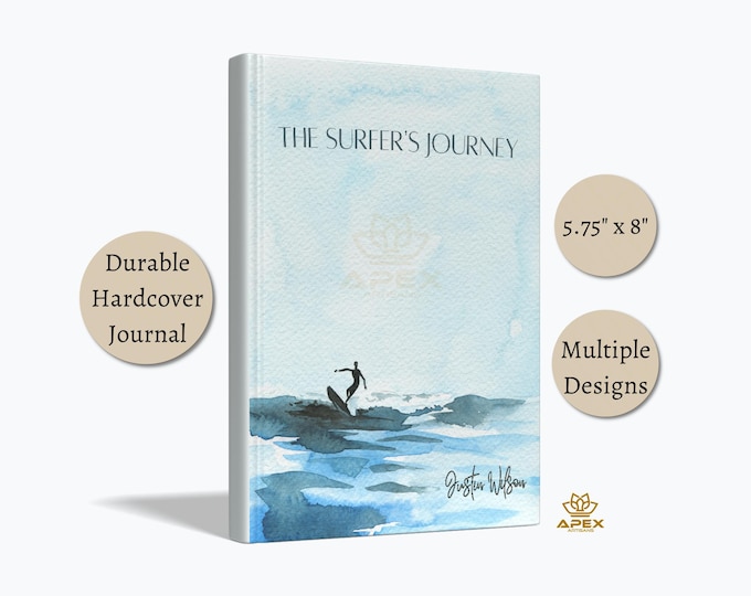 Surfers Journal – Personalized Surf Notes & Custom Surf Logbook, Ocean Lover Gift, Surfing Journey Notebook