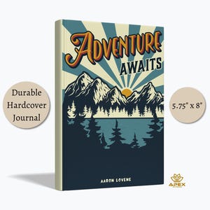 Outdoorsy Couple Gift - Personalized Adventure Awaits Journal - Hardcover Travel Notebook for Couples