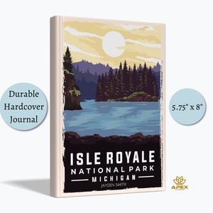 Isle Royale Journal, Michigan National Park Gift, Upper Peninsula Vacation Notebook, Retro Lake Superior Sketchbook