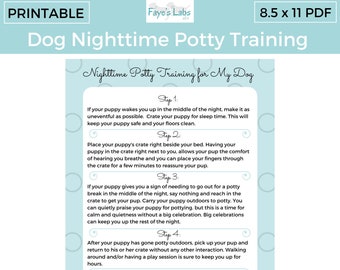 Nighttime Potty Training for Puppy PRINTABLE | Dog Training | Puppy Potty Training | 8.5 x 11 DIGITAL Download