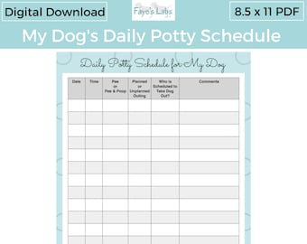 Puppy Potty Schedule PRINTABLE | Puppy Potty Training | Puppy Potty Tracker | 8.5 x 11 DIGITAL Download Printable