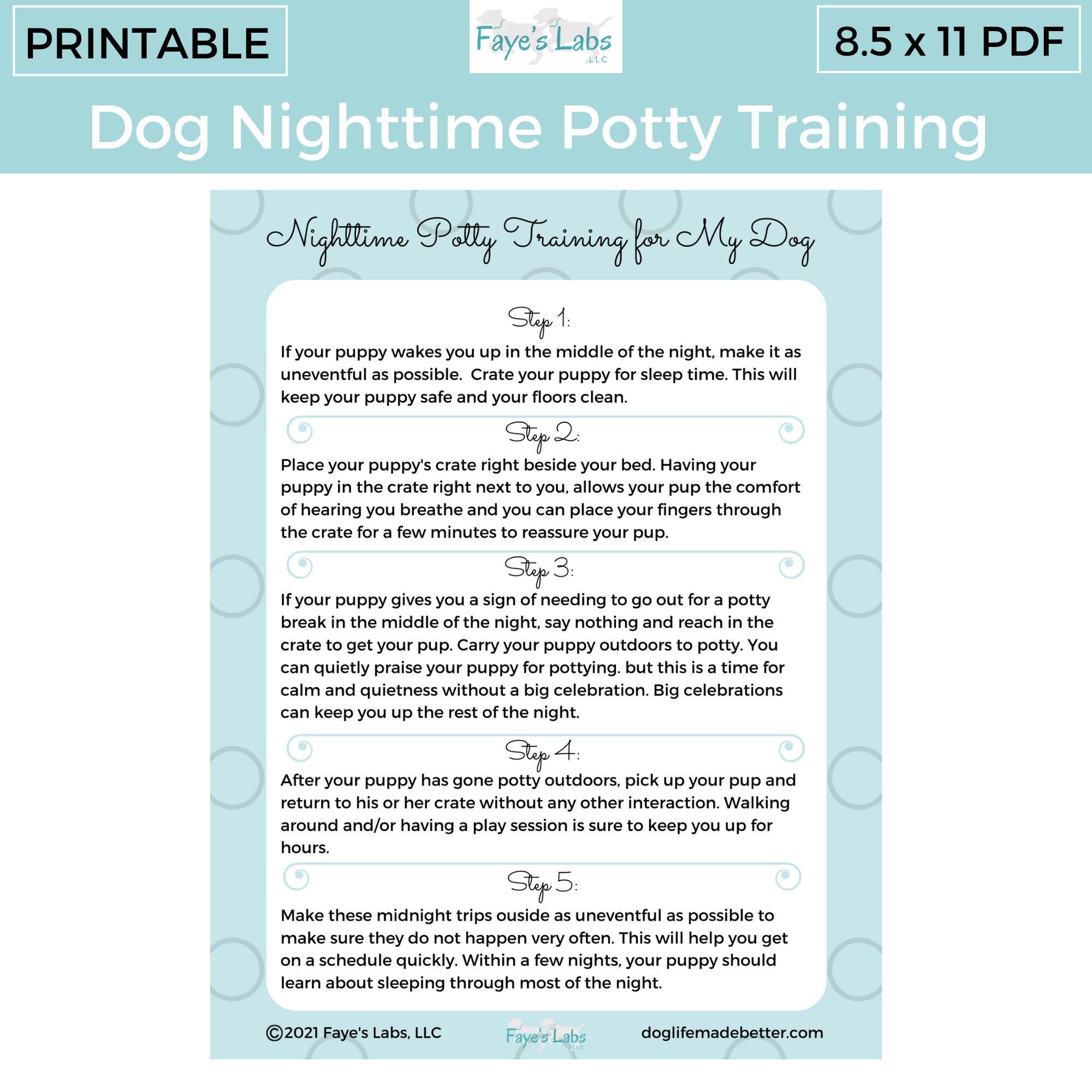Nighttime Potty Training for Puppy PRINTABLE | Dog Training | Puppy Potty Training | 8.5 X 11 ...