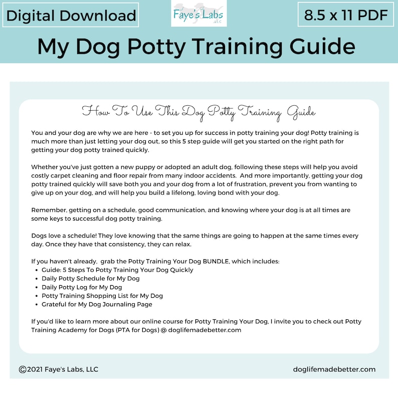 5 Step Guide to Puppy Potty Training Dog Potty Training PRINTABLE Tips