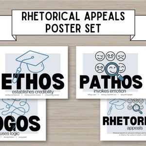 Ethos, Logos, Pathos -- Rhetorische Appelle Klassenzimmer Poster Set (4 druckbare Poster)