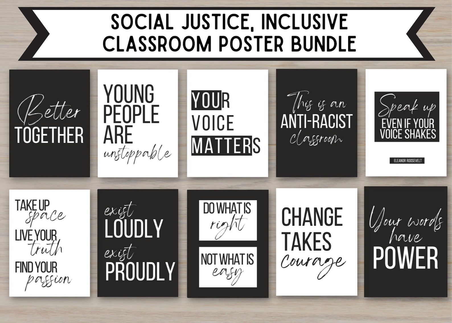 Social Justice, Inclusive, Diversity, Equity Poster Bundle Customizable
