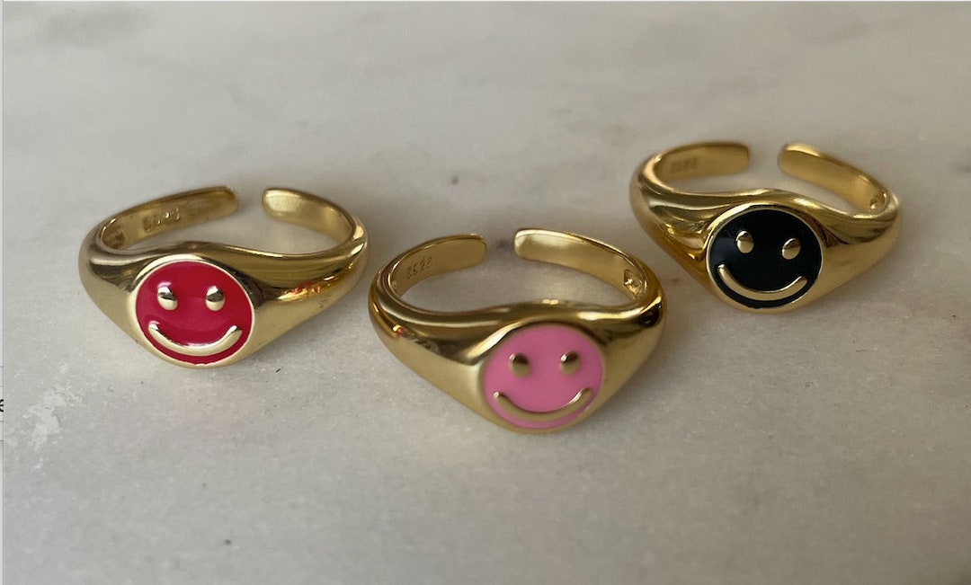 Smiley Face Rings Etsy