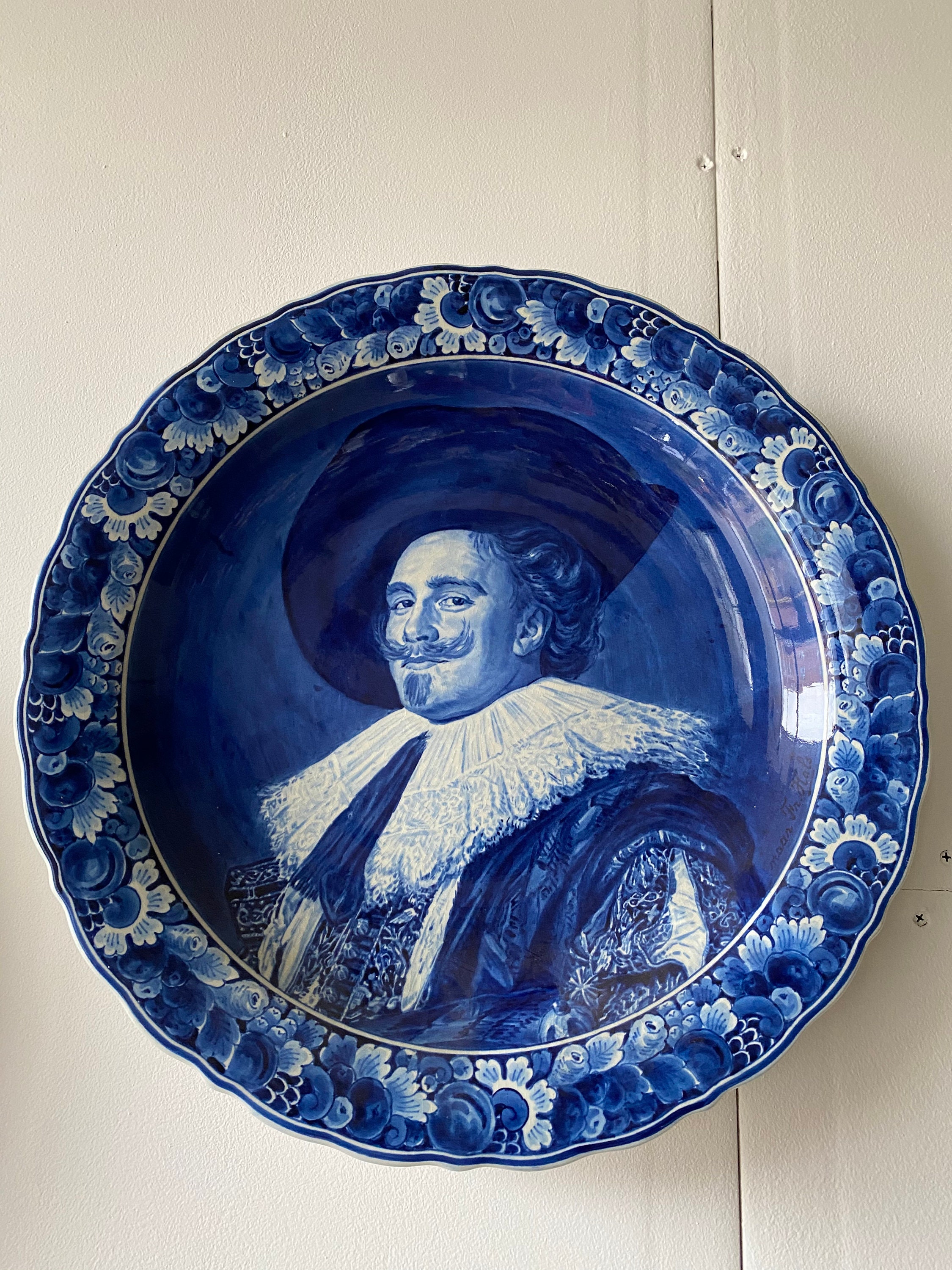 Vintage Delft blue & white wall plate The Laughing Cavalier Etsy