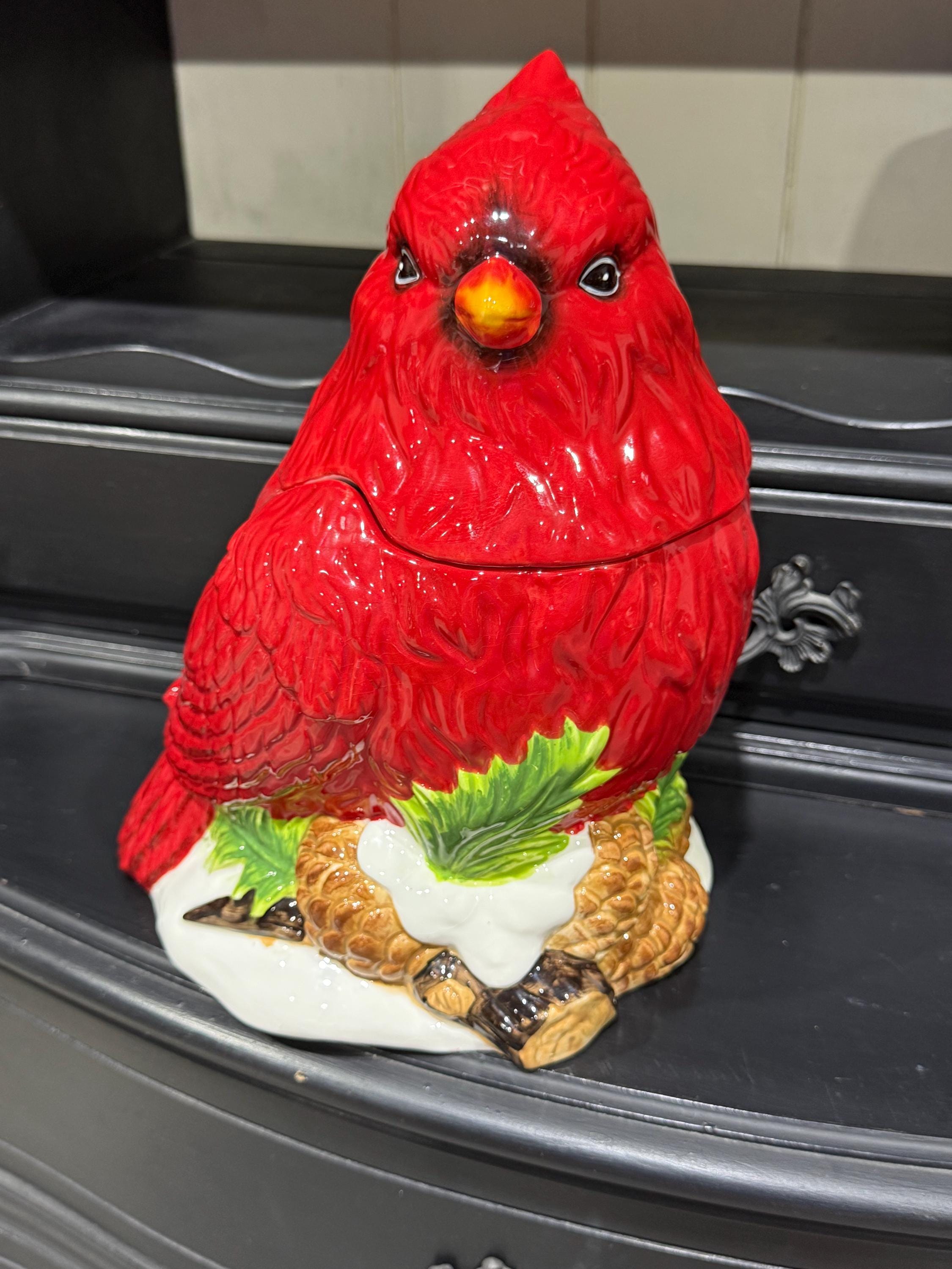 Mercuries Ceramic Red Cardinal Cookie Jar - Etsy