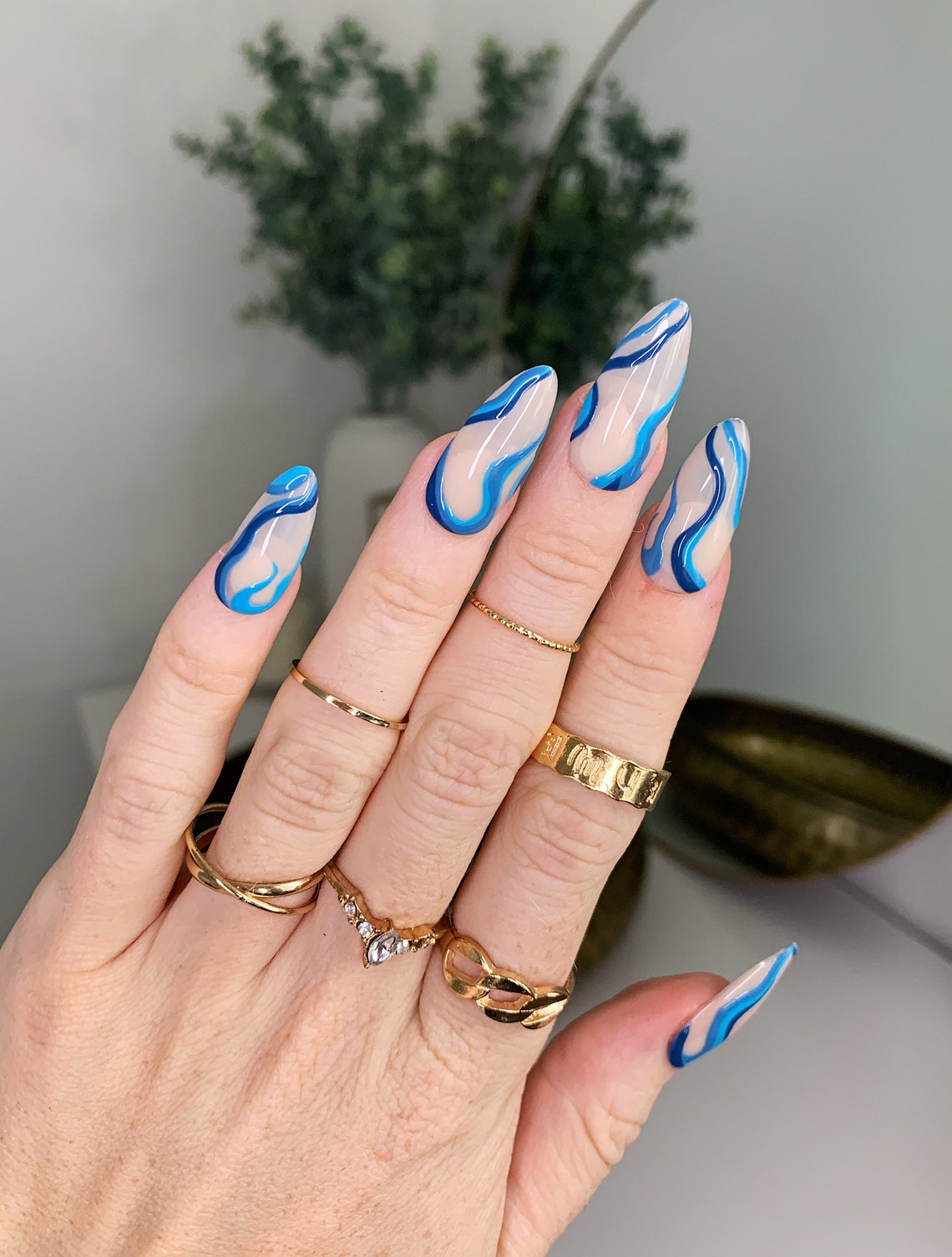 Blue Swirls II Press on nails Etsy