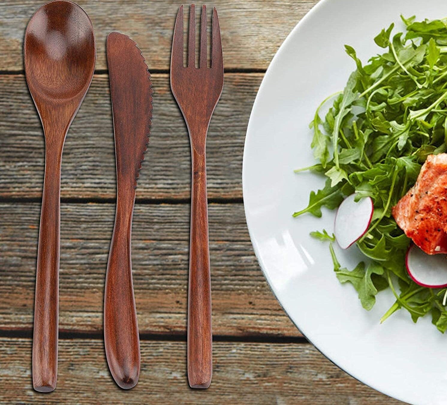 Ensemble de Couvert 3 Pièces en Bois - Ustensiles Cuisine Livraison Gratuite et Rapide