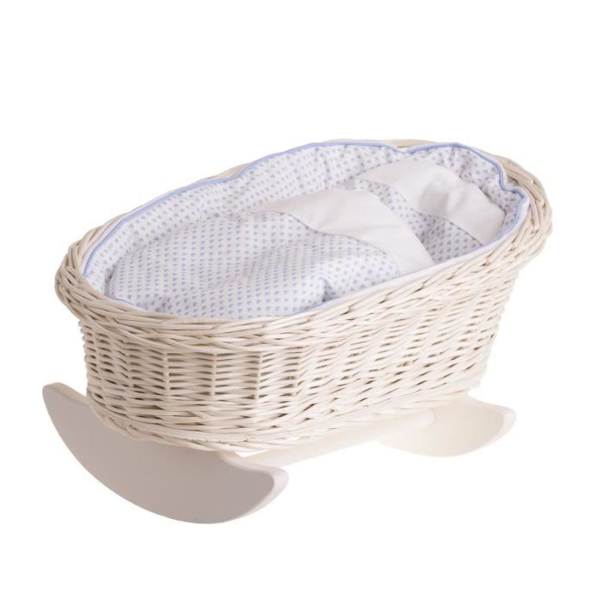 Lit de Poupée en Osier Blanc 46 X 30 19 cm - Couffin Berceau Livraison Rapide et Gratuite