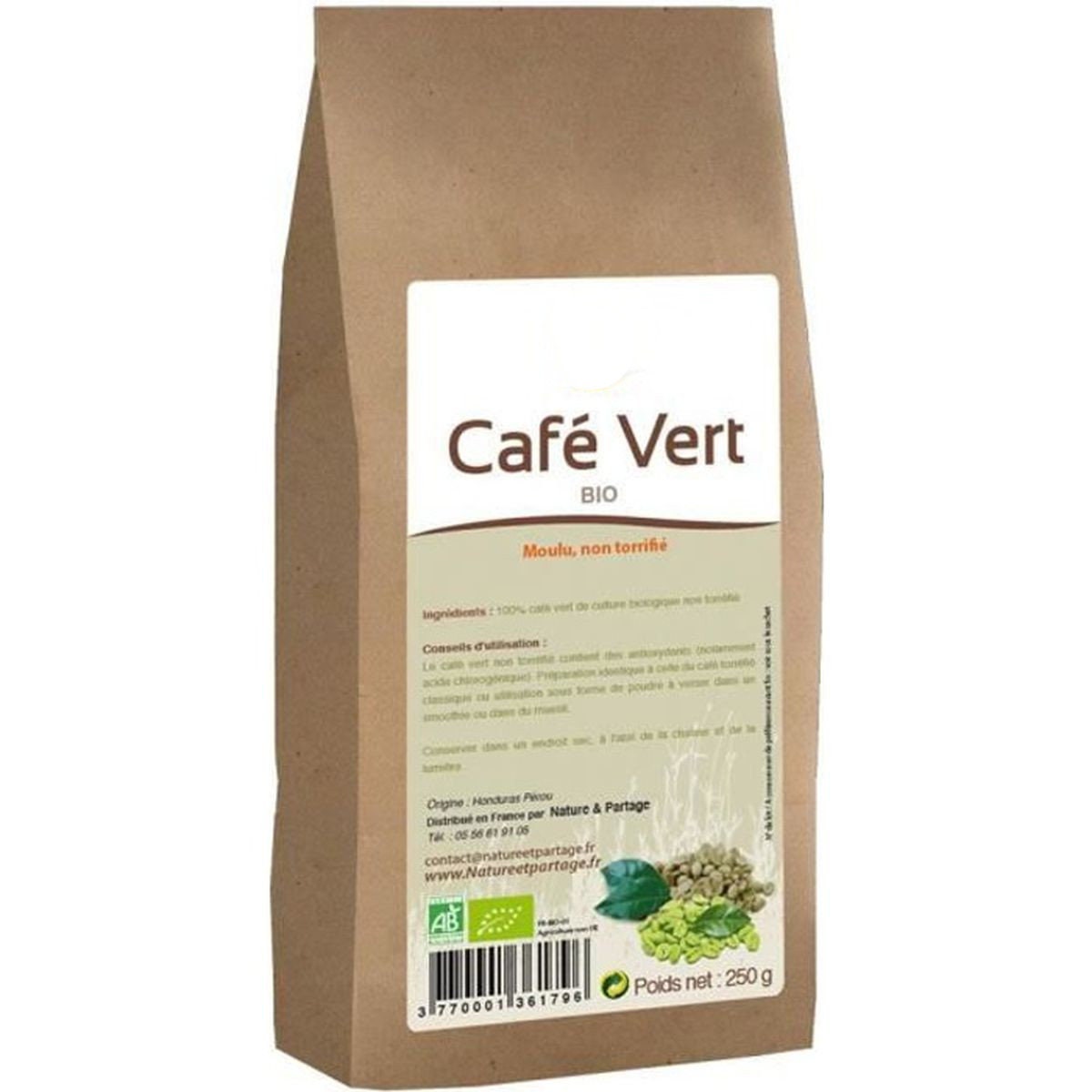 Café Vert Bio 250G - Moulu Raffiné Livraison Gratuite et Rapide