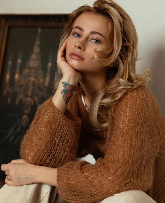 Camel Brown Mohair Sweater - Etsy Camel Brown Mohair Sweater - Etsy
