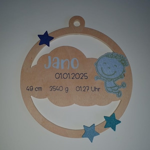 Geschenk zur Geburt oder Taufgeschenk | Personalisierbares Holzschild zur Geburt | Kinderzimmer-Deko mit Name und Daten des Babys